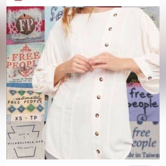 FREE PEOPLE ⭐️ button down blouse with balloon sleeve - Picture 1 of 6